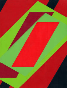 Bold geometric abstract artwork in greens and reds