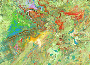 The Coral Reef by James Knights (original acrylic on canvas). A beautiful painting of mainly greens with red, pink and yellow veins