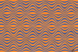 Blue wavy lines of various sizes on an orange background. The lines appear to vibrate and move.
